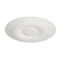 Biały talerz z bagassy o średnicy 27 cm od Duni GmbH, opakowanie (25 sztuk), wykonany z przyjaznej dla środowiska, biodegradowalnej bagassy, z okrągłym zagłębieniem w środku, sfotografowany na białym tle.