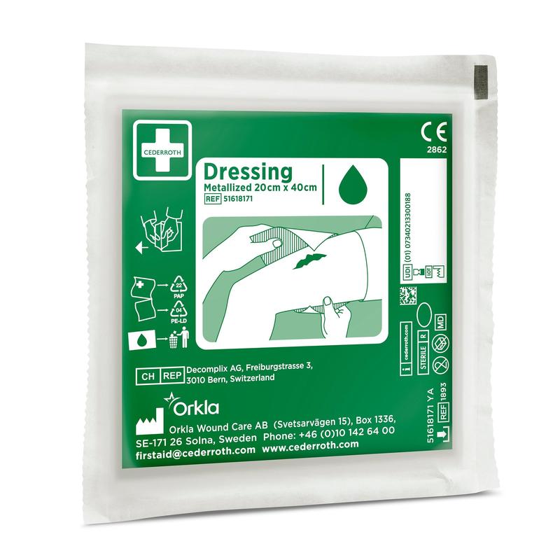 Zielono-białe "Cederroth Netzverband | Packung (1 Stück)" firmy Orkla Wound Care AB, idealne do opieki nad ranami. Opakowanie zawiera instrukcje użytkowania, informacje o produkcie i dane kontaktowe producenta w Szwecji.