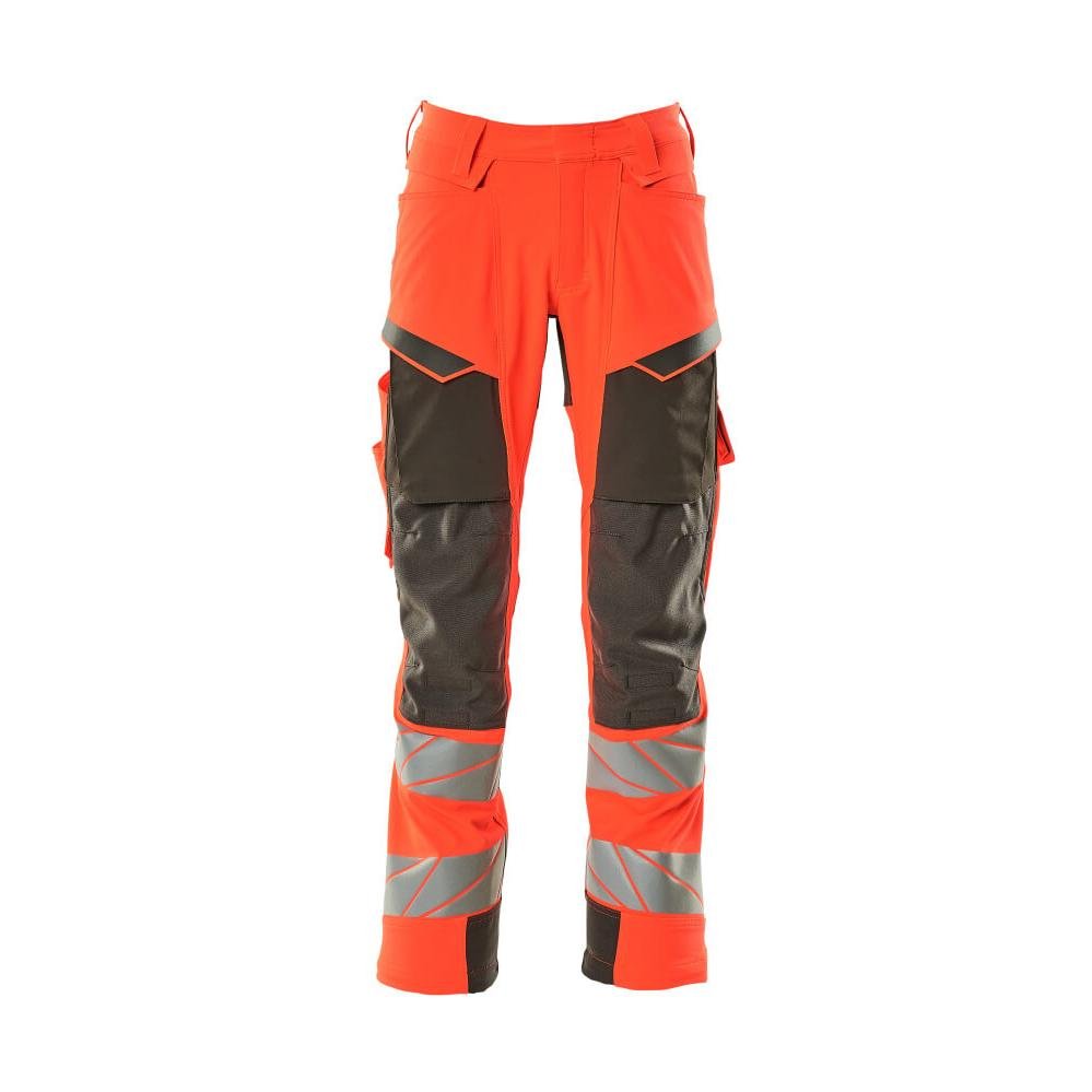 Spodnie z kieszeniami na kolanach, spodnie ULTIMATE STRETCH, kolor odblaskowy czerwony/ciemny antracyt