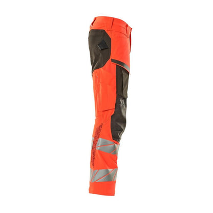 Spodnie z kieszeniami na kolanach, spodnie ULTIMATE STRETCH, kolor odblaskowy czerwony/ciemny antracyt