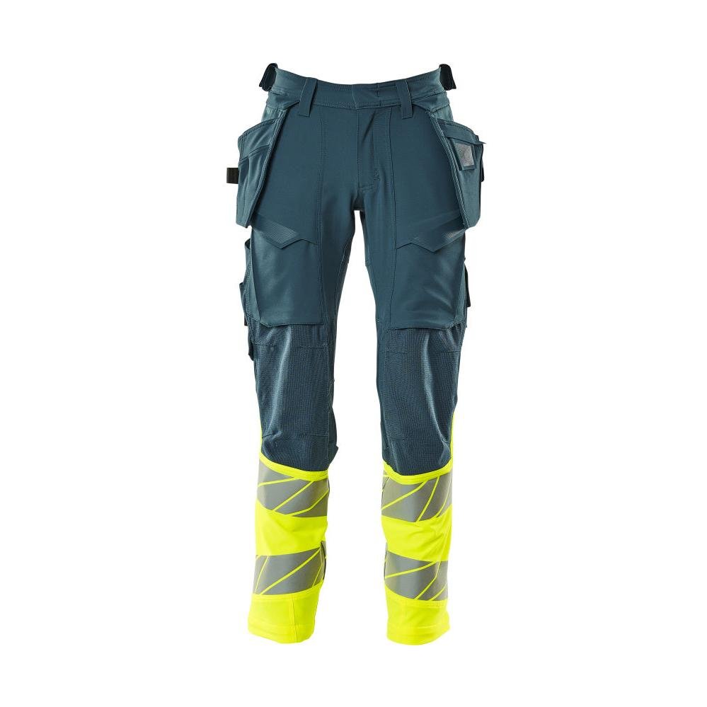 Spodnie z wiszącymi kieszeniami, spodnie ULTIMATE STRETCH, kolor ciemny ropny/żółty odblaskowy