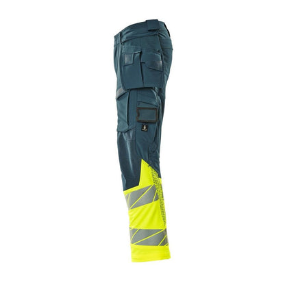 Spodnie z wiszącymi kieszeniami, spodnie ULTIMATE STRETCH, kolor ciemny ropny/żółty odblaskowy