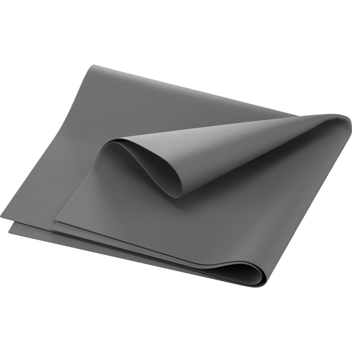 Złożona serwetka Dunilin 40 x 60 cm 1/4 fałda firmy Duni GmbH jest pokazana na białym tle, które ukazuje jej szary kolor, widoczne krawędzie i delikatną teksturę.