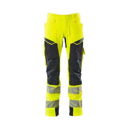 Spodnie z kieszeniami na kolanach, spodnie ULTIMATE STRETCH, odblaskowe żółto/czarno-niebieskie