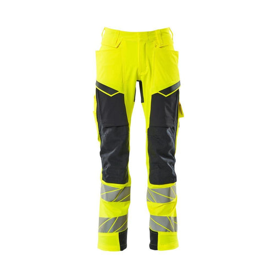 Spodnie z kieszeniami na kolanach, spodnie ULTIMATE STRETCH, odblaskowe żółto/czarno-niebieskie