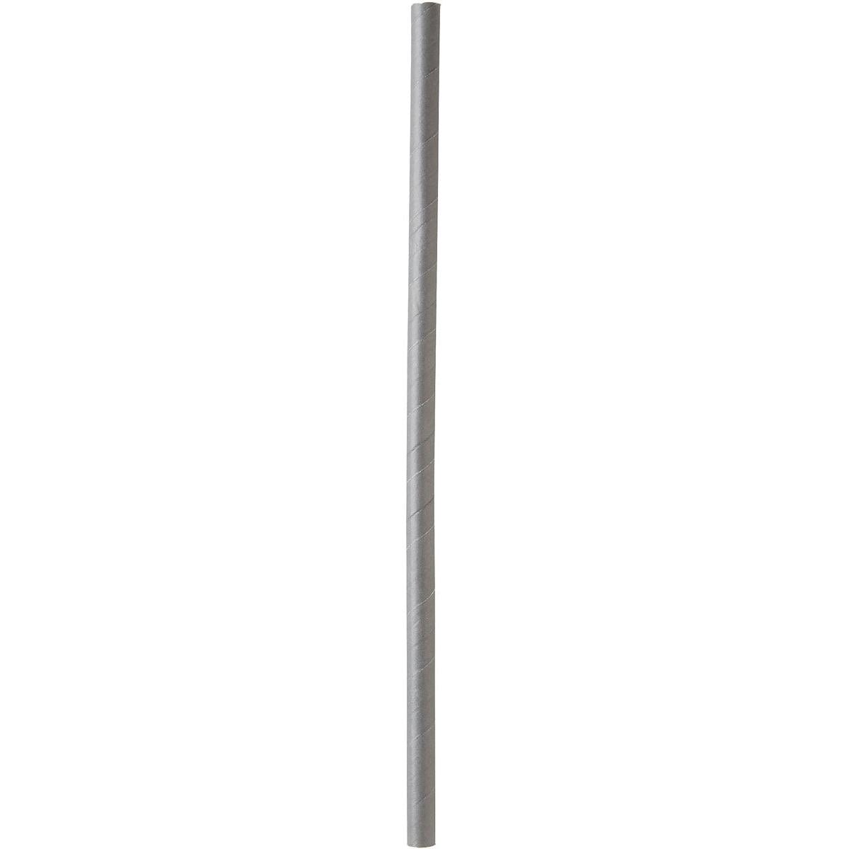 Zbliżenie pojedynczej, prostej słomki do napojów wykonanej z papieru FSC® (ø 8 mm, 230 mm) w kolorze granitowej szarości od Duni GmbH - zrównoważona i przyjazna dla środowiska alternatywa dla tradycyjnych słomek (opakowanie po 100 sztuk).