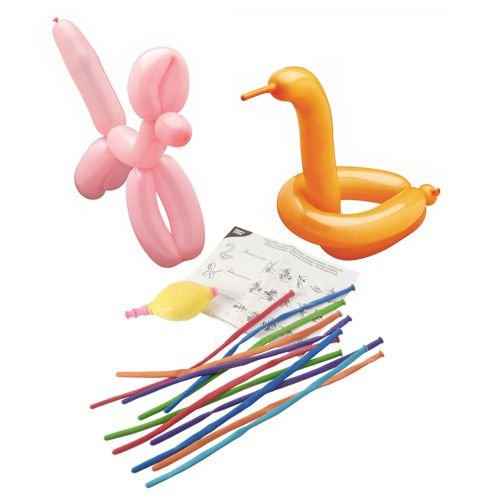Zestaw PAPSTAR GmbH balony do modelowania (115 cm, 30 kolorowych balonów) zawiera pompkę i instrukcję modelowania balonów.