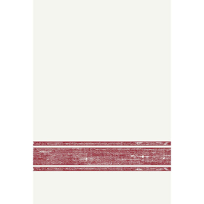 Białe tło z trzema równoległymi czerwoną liniami haftowanymi na dole, idealne do wysokiej jakości serwetek lub dekoracji stołu, takich jak serwetki Dunilin 40 x 60 cm 1/4 fałda firmy Duni GmbH.
