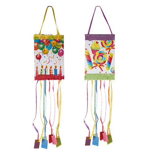 Pinata "Party" (30x20x20 cm) firmy PAPSTAR GmbH zachwyca świątecznym foliowym wzorem z kolorowymi serpentynami - idealna na przyjęcia i każdą imprezę z pinatą.