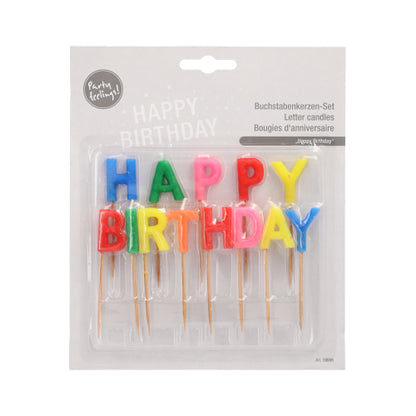 Die PAPSTAR Buchstabenkerzen "Happy Birthday", 8 cm, von PAPSTAR GmbH, kommen als Einzelblisterpackung - festliche Buchstabenkerzen am Stiel, ideale Geburtstagskerzen zum Dekorieren jeder Feier.