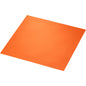 Eine quadratische, orangefarbene Duni GmbH Klassikservietten 40 x 40 cm 4lagig Papierserviette mit dezenter Rand- und Kantenstruktur liegt flach auf einem weißen Hintergrund.