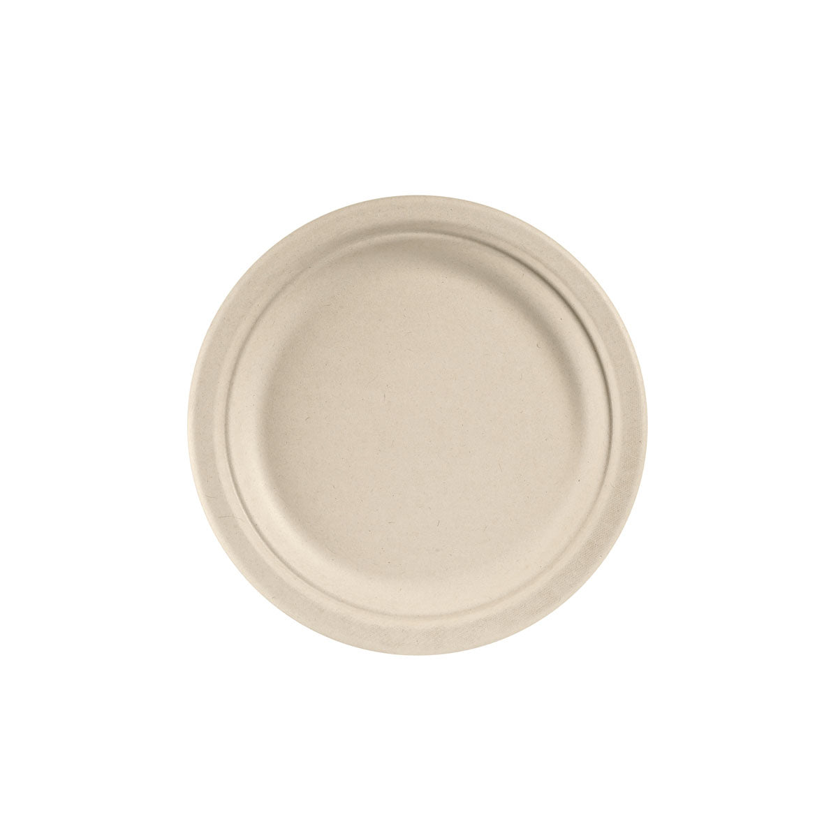 Talerz Duni GmbH ø 22 cm brązowy Bagasse Ø220 (opakowanie po 50 sztuk), niepowlekany i biodegradowalny, jest przedstawiony z góry na białym tle.