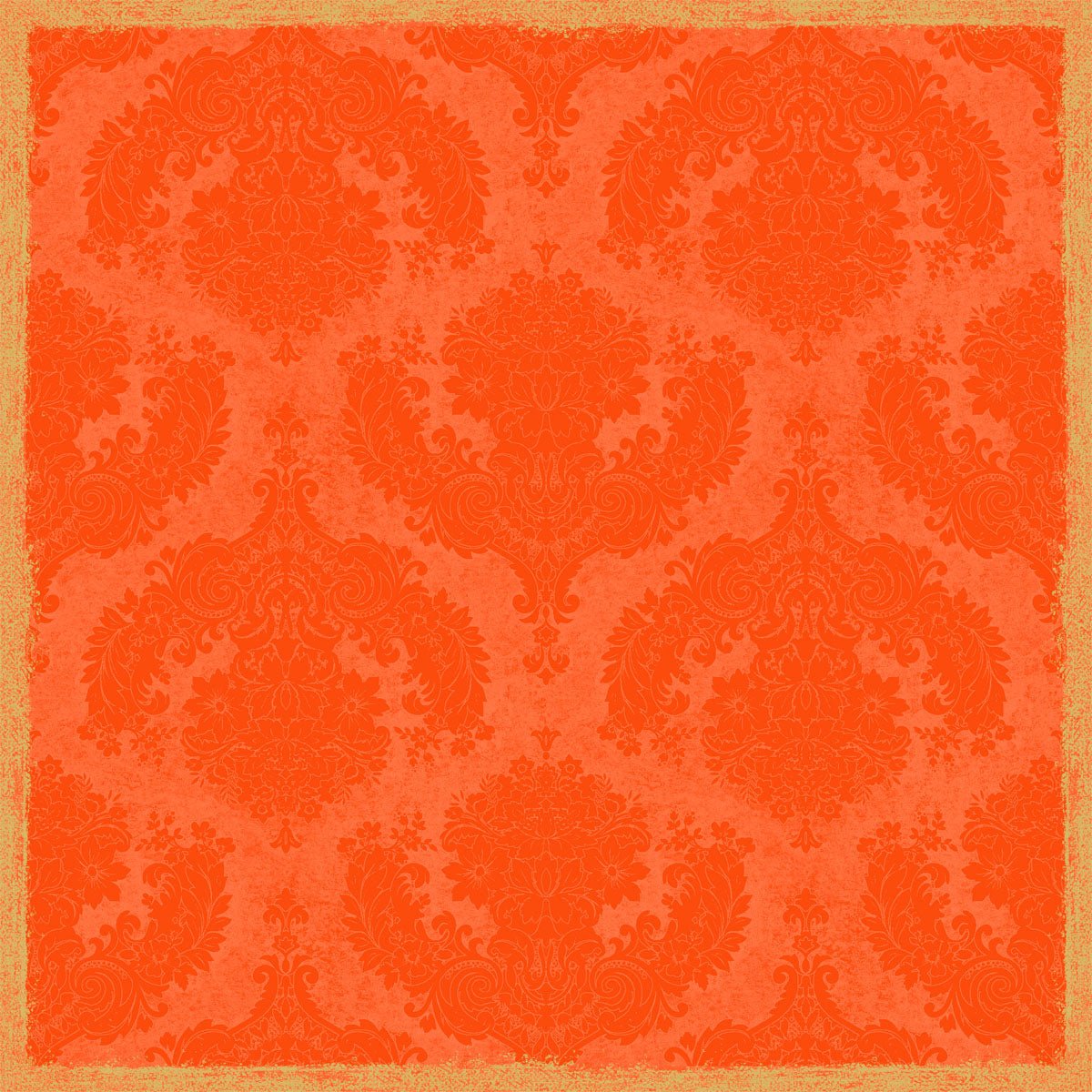 Obrus Dunicel 84x84 cm firmy Duni GmbH w kolorze Royal Sun Orange charakteryzuje się ozdobnym, powtarzającym się wzorem damasceńskim z postarzaną fakturą i złotą krawędzią. Idealny do elegancko nakrytych stołów. Opakowanie zawiera 20 sztuk.