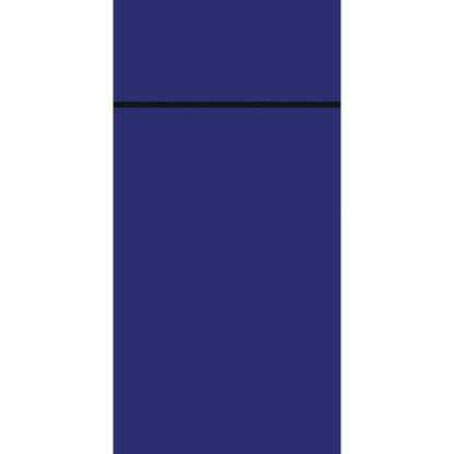 Jednokolorowe, ciemnoniebieskie tło z jedną cienką czarną linią na górze przypomina o prostej elegancji Bio Duniletto Slim 400 x 330 mm firmy Duni GmbH, wykonanej z materiałów zrównoważonych dla ekologicznie nakrytych stołów.