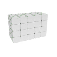 Stos 24 białych rolek papieru toaletowego, idealny do połączenia z ręcznikami Hostess™ NATURA™ od Kimberly-Clark GmbH - składanymi w C, białymi, M (20 klipsów x 140 arkuszy) dla pełnego rozwiązania higienicznego.