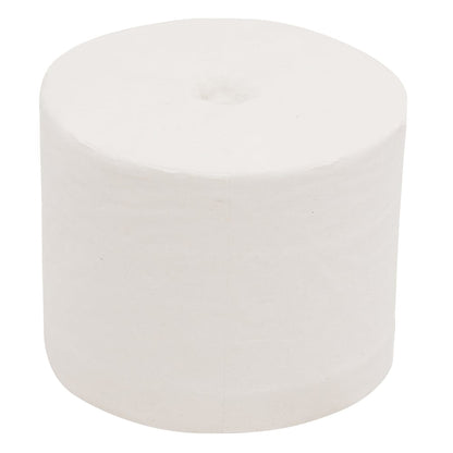 Prosta, biała, bezrdzeniowa rolka papieru toaletowego Scott® Essential™ od Kimberly-Clark GmbH, sfotografowana na białym tle; 36 małych rolek x 1000 arkuszy na karton.
