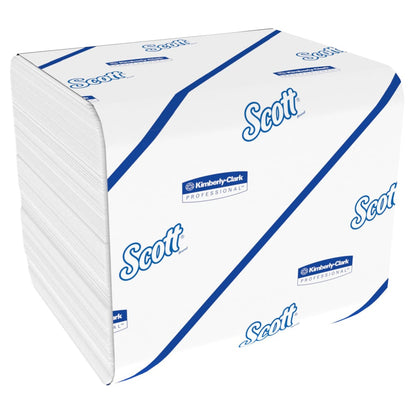 Stos Scott® Control™ papieru toaletowego w systemie pojedynczych arkuszy, biały, 36 x 250 arkuszy na karton od Kimberly-Clark GmbH; zapewnia komfort i czystość w każdej toalecie.