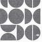 Duni GmbH Zellt.Serv.33x33 3lg 1/4 Formen pokazuje czarne strukturalne koła, półkola i ćwierćkola na białym tle, tkany wzór i owalne logo "DUNI", wszechstronne zastosowanie. Rozmiar: 33x33 cm. Opakowanie: 250 serwetek.