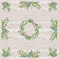 Obrus Dunicel 84x84cm Winter Greenery firmy Duni GmbH przedstawia zielone wieńce z liści z czerwonymi jagodami na jasnym tle o strukturze drewna, idealny jako ekologiczny obrus na zimowe spotkania. Opakowanie zawiera 20 sztuk.