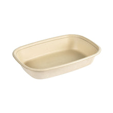 Miska Cube 1200 ml od Duni GmbH to brązowa, prostokątna jednorazowa miska (249x172x45 mm) z powlekanej bagassy (PBAT/PLA), biodegradowalna, z zaokrąglonymi rogami - opakowanie po 40 sztuk.
