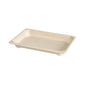 Taca Duni GmbH Sushi & Deli Tray Small to brązowa, prostokątna taca z powłoką PLA z bagassy (184x128x22 mm) do ekologicznych opakowań, przedstawiona na białym tle. Opakowanie: 100 sztuk.