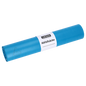 Eine Rolle EMIL DEISS KG (GmbH + Co.) 20713 Abfallsäcke 575x1000 mm Typ 60 blau, Packung mit 25 Stück, mit weißem Label auf weißem Hintergrund - ideal für Abfallentsorgung.