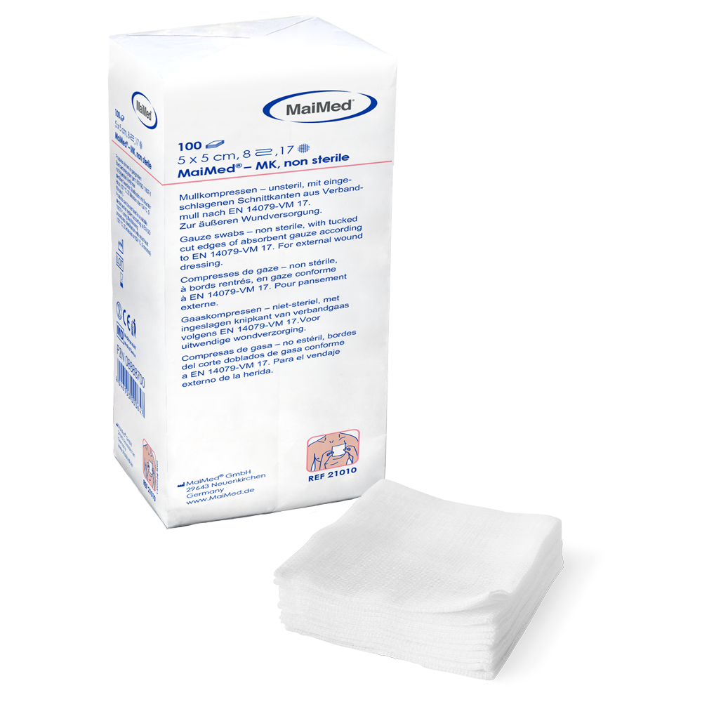 MaiMed-MK-kompresy z gazy niesterylne po 100 sztuk/worek papierowy