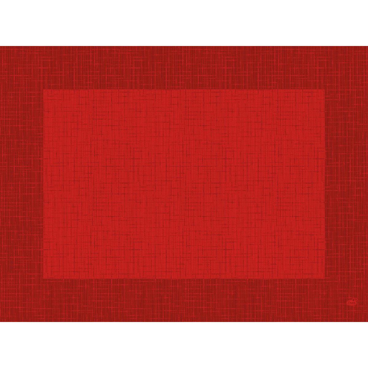 Die Bio-Dunicel-Sets 30x40 Linnea rot der Duni GmbH sind hochwertige rote, rechteckige Tischsets mit Kreuzstruktur und dunklerem Rand aus biologisch abbaubarem Material - ideal für die umweltfreundliche Tischgestaltung.