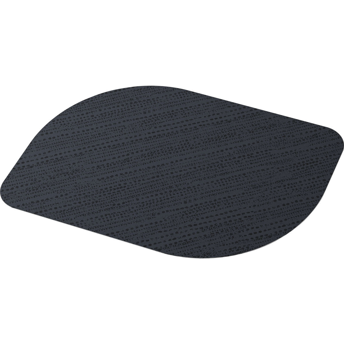 Zdjęcie przedstawia pojedynczy czarny, owalny zestaw Bio-Dunicel 28x38cm (Stucco czarny) firmy Duni GmbH, wykonany z papieru z recyklingu i sfotografowany na białym tle. Opakowanie zawiera 100 wysokiej jakości podkładek stołowych.