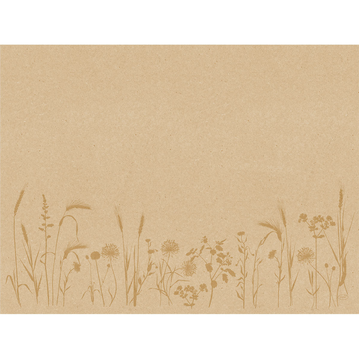 Papier-Tischsets Meadow natural 30x40 cm von Duni GmbH: braunes Papier mit zarten, hellbraunen Wildblumen am unteren Rand. Ideal für stilvolle Tischdekoration, Packung mit 250 Stück aus recyceltem Papier.