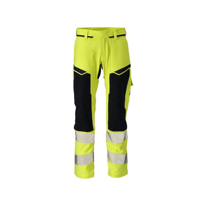 Spodnie, kieszenie na kolanach, spodnie ULTIMATE STRETCH Multisafe, odblaskowe żółto/czarno-niebieskie