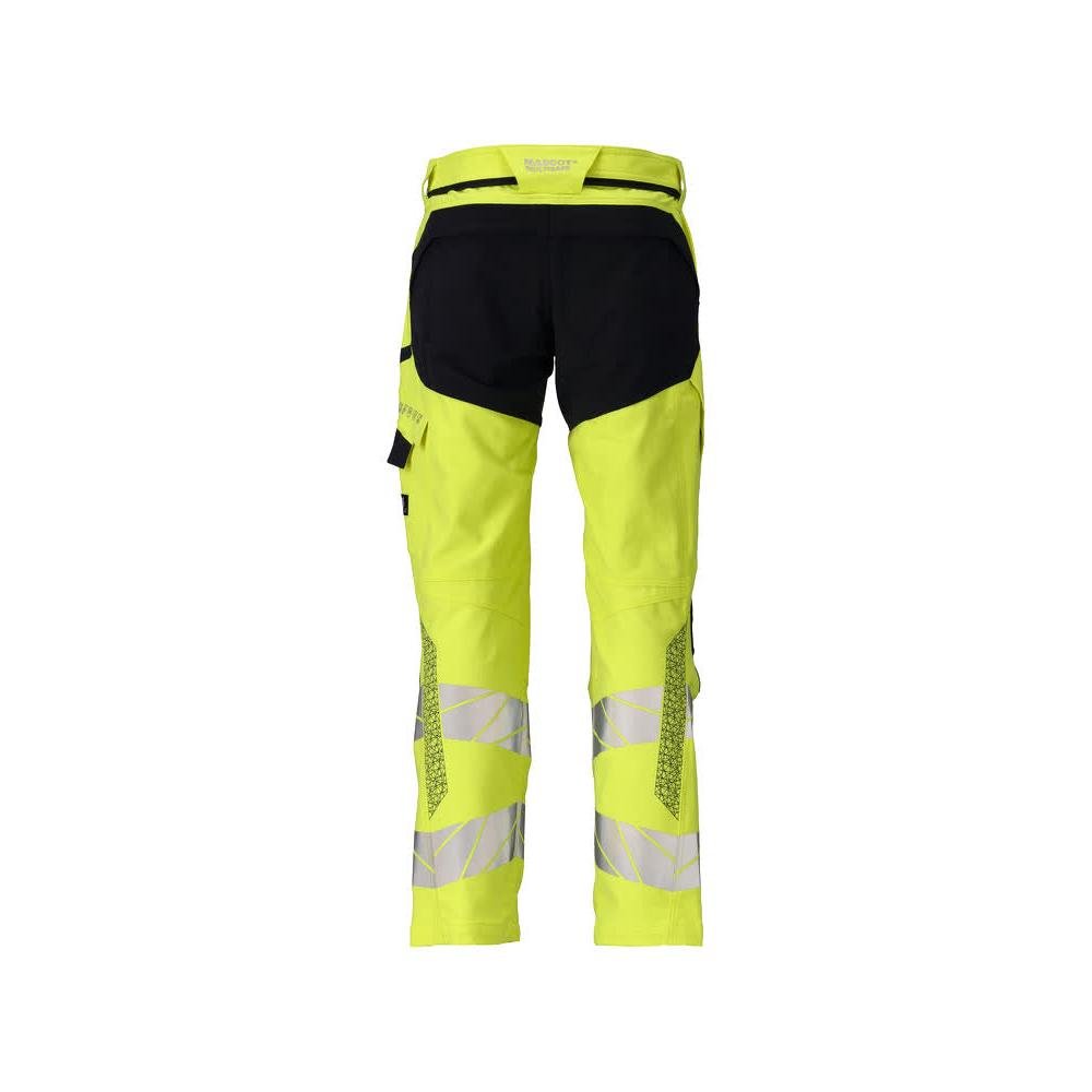 Spodnie, kieszenie na kolanach, spodnie ULTIMATE STRETCH Multisafe, odblaskowe żółto/czarno-niebieskie