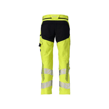 Spodnie, kieszenie na kolanach, spodnie ULTIMATE STRETCH Multisafe, odblaskowe żółto/czarno-niebieskie