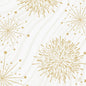 Goldene Starburst- und Feuerwerksmuster mit verschiedenen Linien- und Sternformen schmücken einen weißen Hintergrund mit dezenten grauen Wellen und sorgen für einen festlichen Look - ideal für Duni GmbH Bio-Dunisoft-Servietten 40x40cm zu jedem Anlass.