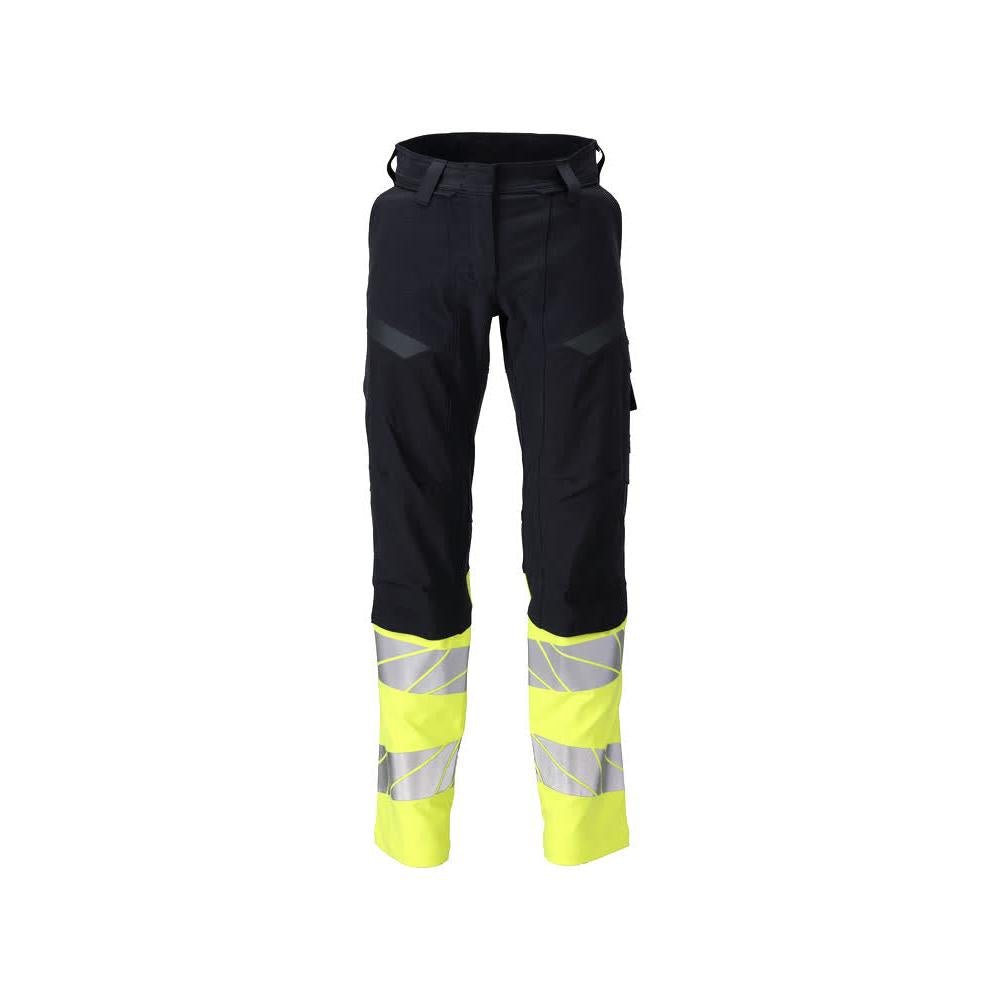 Spodnie damskie, DIAMOND, kieszenie na kolanach, spodnie ze stretchem Multisafe, czarnoniebieskie/żółte odblaskowe