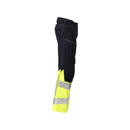 Spodnie damskie, DIAMOND, kieszenie na kolanach, spodnie ze stretchem Multisafe, czarnoniebieskie/żółte odblaskowe