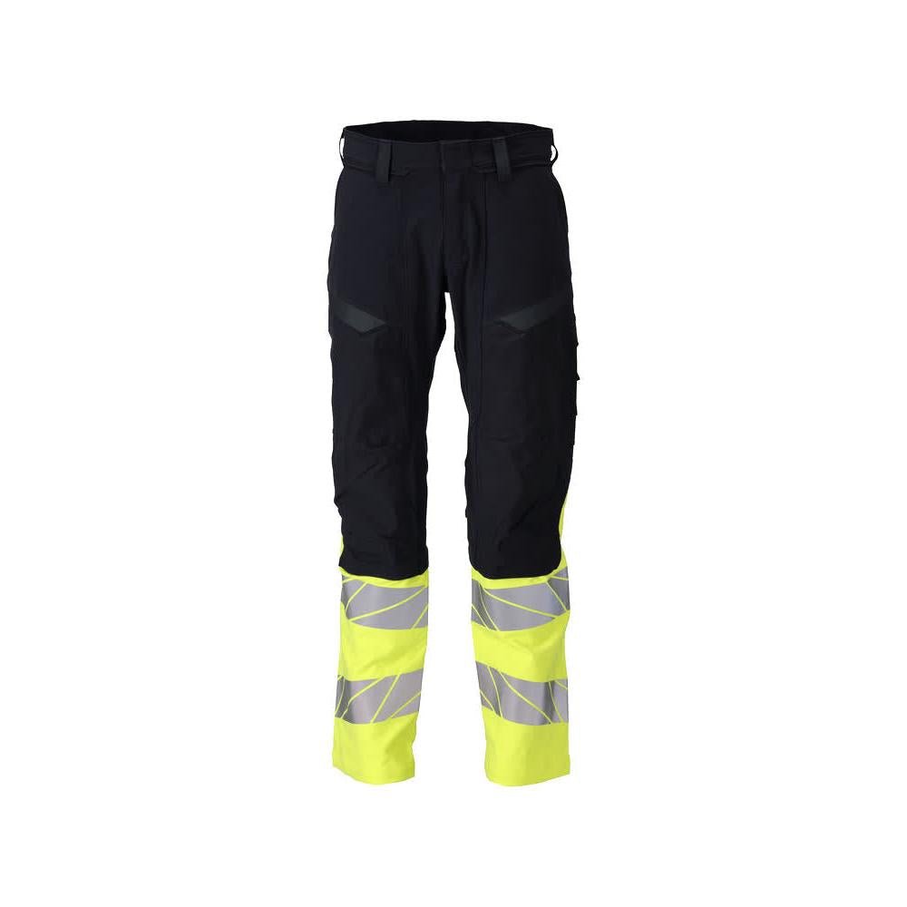 Spodnie, kieszenie na kolanach, spodnie ULTIMATE STRETCH Multisafe, czarno-niebieskie/hi-vis żółte