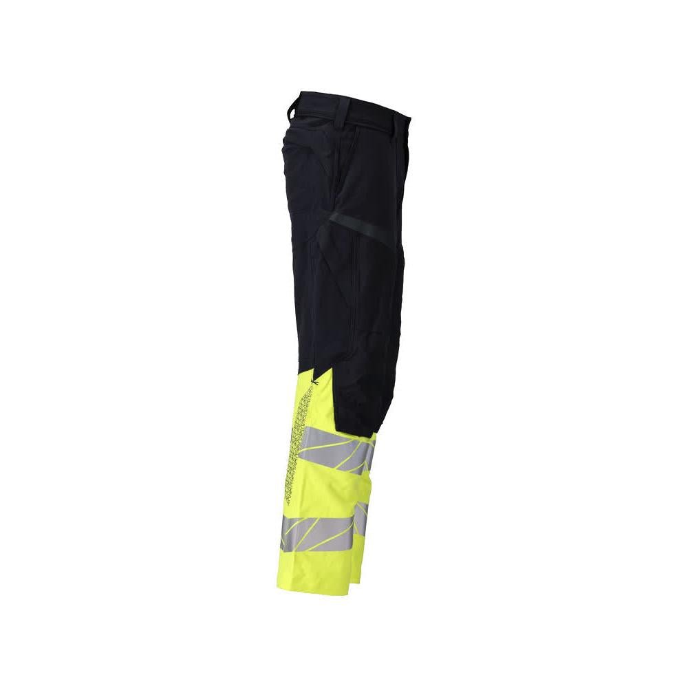 Spodnie, kieszenie na kolanach, spodnie ULTIMATE STRETCH Multisafe, czarno-niebieskie/hi-vis żółte
