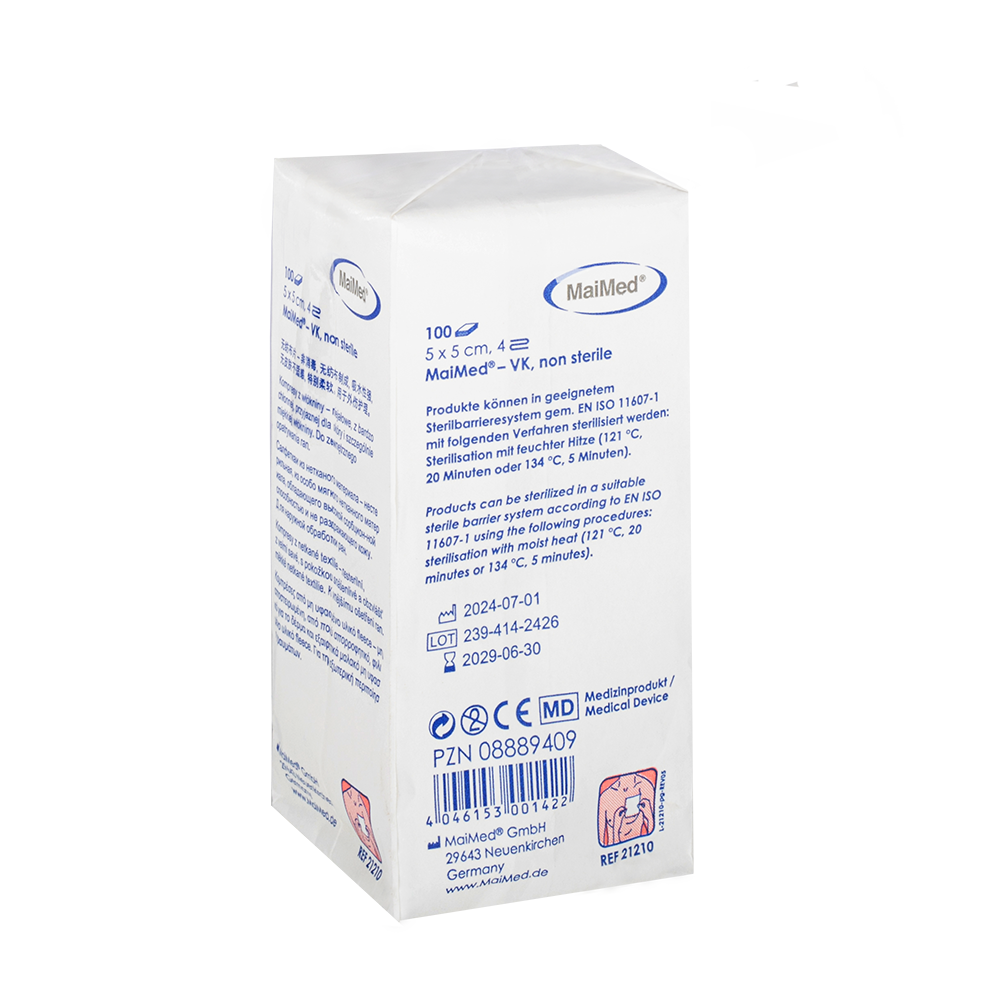Kompresy flizelinowe niesterylne MaiMed-VK po 100 sztuk/worek papierowy