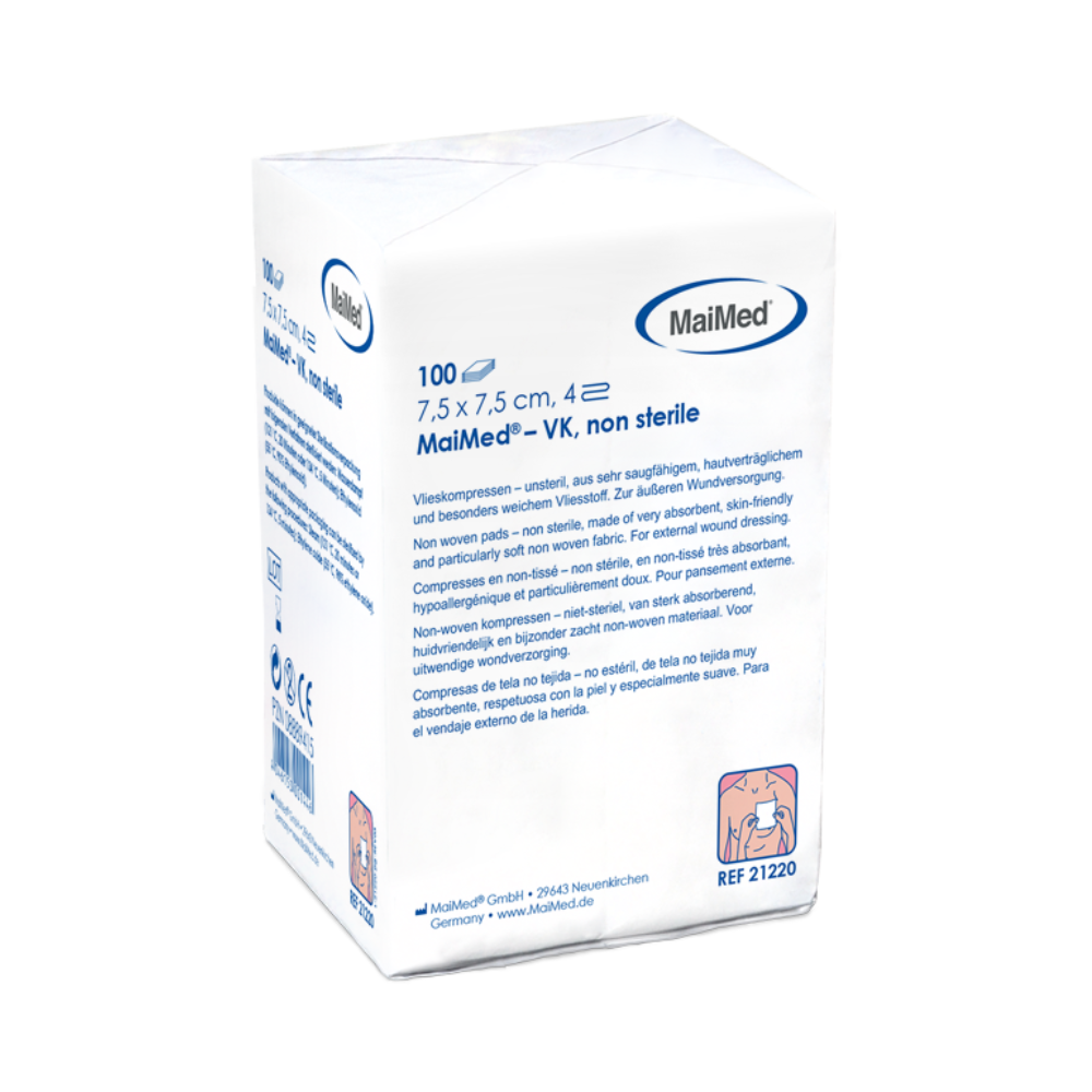 Kompresy flizelinowe niesterylne MaiMed-VK po 100 sztuk/worek papierowy