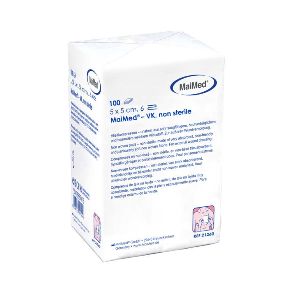 Kompresy flizelinowe niesterylne MaiMed-VK po 100 sztuk/worek papierowy