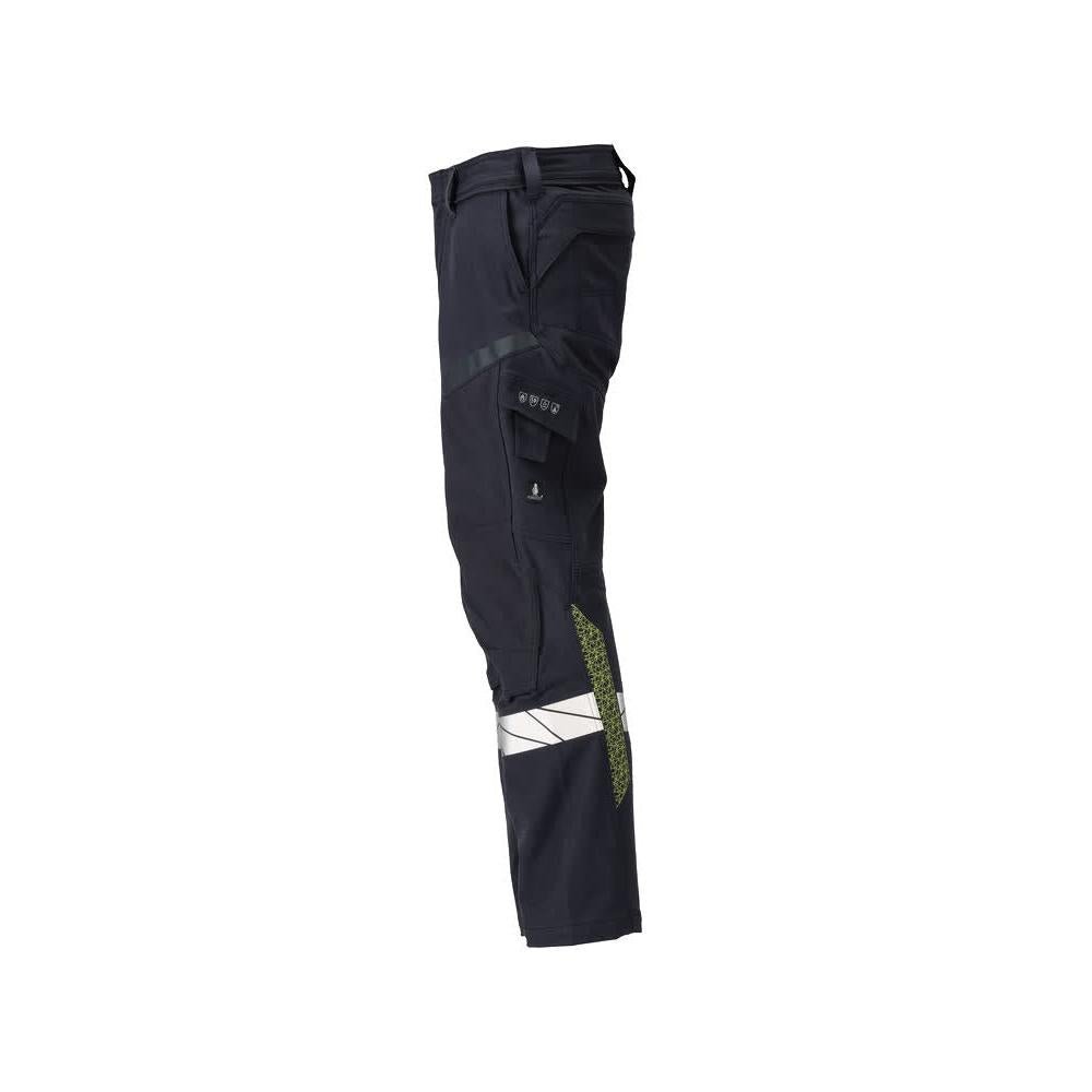 Spodnie, kieszenie na kolanach, spodnie ULTIMATE STRETCH Multisafe, czarno-niebieskie/hi-vis żółte