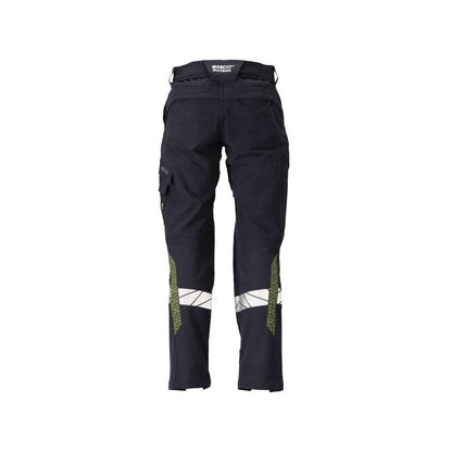 Spodnie, kieszenie na kolanach, spodnie ULTIMATE STRETCH Multisafe, czarno-niebieskie/hi-vis żółte