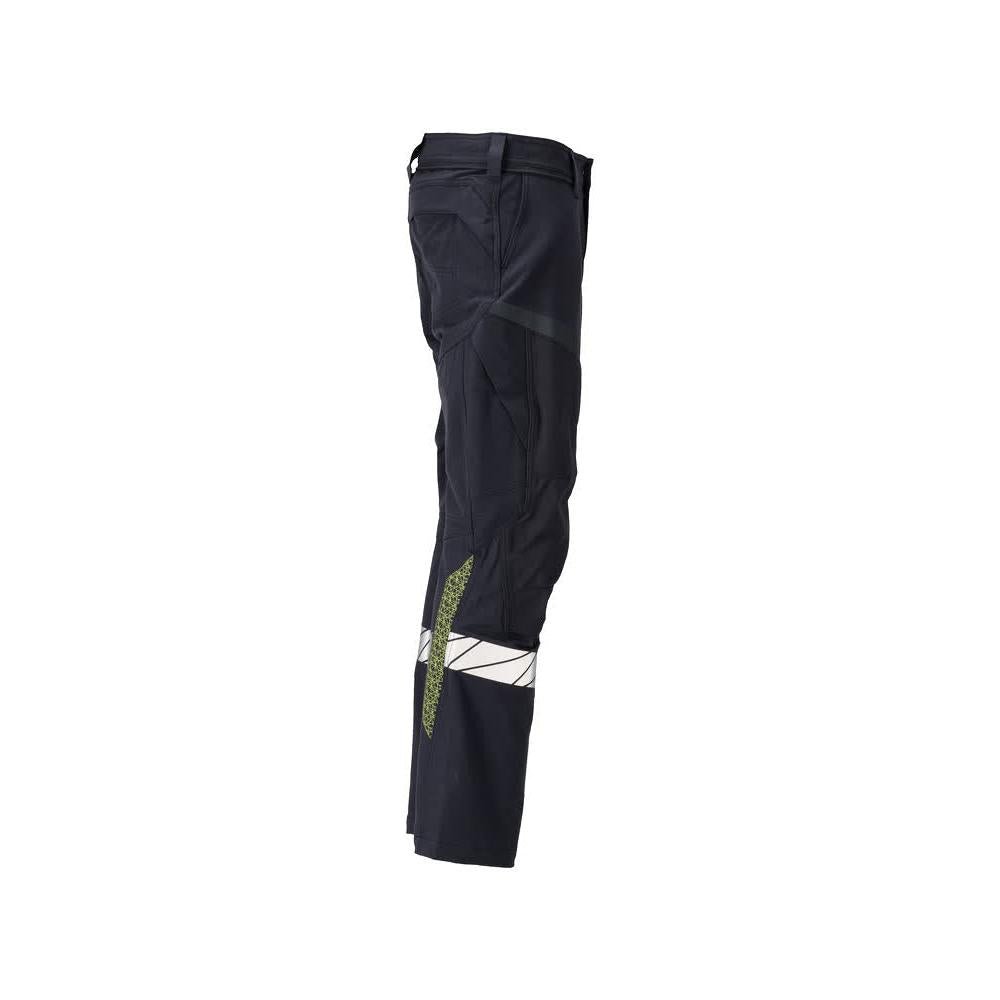 Spodnie, kieszenie na kolanach, spodnie ULTIMATE STRETCH Multisafe, czarno-niebieskie/hi-vis żółte
