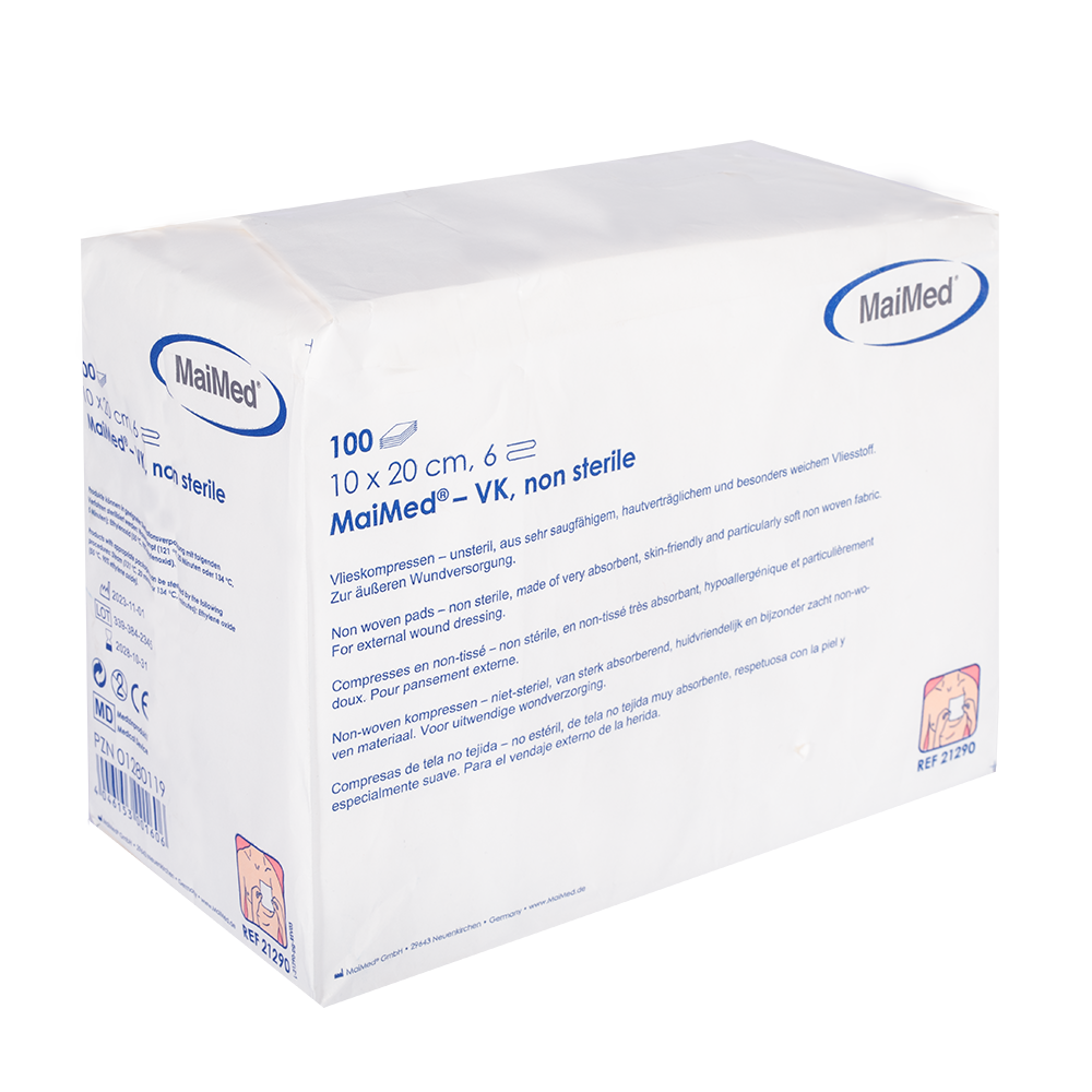 Kompresy flizelinowe niesterylne MaiMed-VK po 100 sztuk/worek papierowy