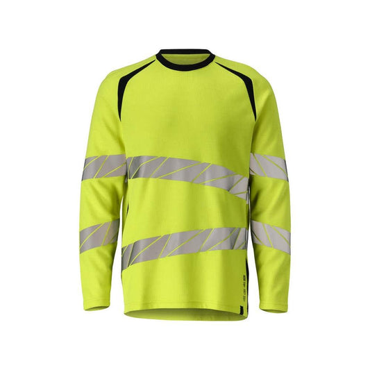 T-shirt z długim rękawem, nowoczesny krój. Koszulka Multisafe, odblaskowa żółto/czarno-niebieska