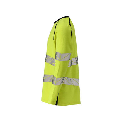 T-shirt z długim rękawem, nowoczesny krój. Koszulka Multisafe, odblaskowa żółto/czarno-niebieska