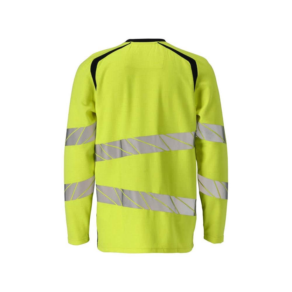 T-shirt z długim rękawem, nowoczesny krój. Koszulka Multisafe, odblaskowa żółto/czarno-niebieska