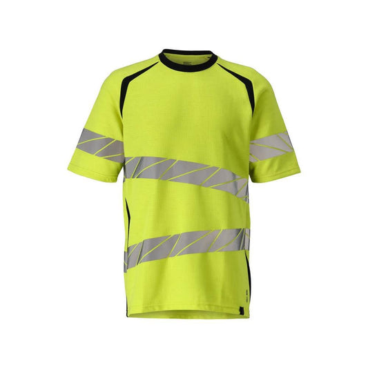 T-shirt, nowoczesny krój T-shirt Multisafe, odblaskowy żółty/czarno-niebieski