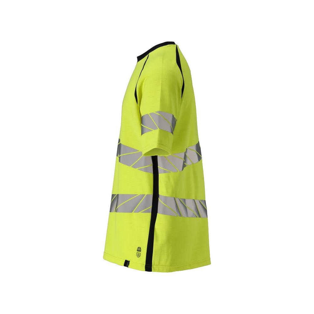 T-shirt, nowoczesny krój T-shirt Multisafe, odblaskowy żółty/czarno-niebieski
